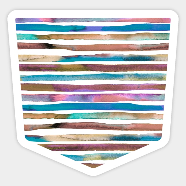 Pocket - WATERCOLOR STRIPES BLUE PURPLE 2 Sticker by ninoladesign